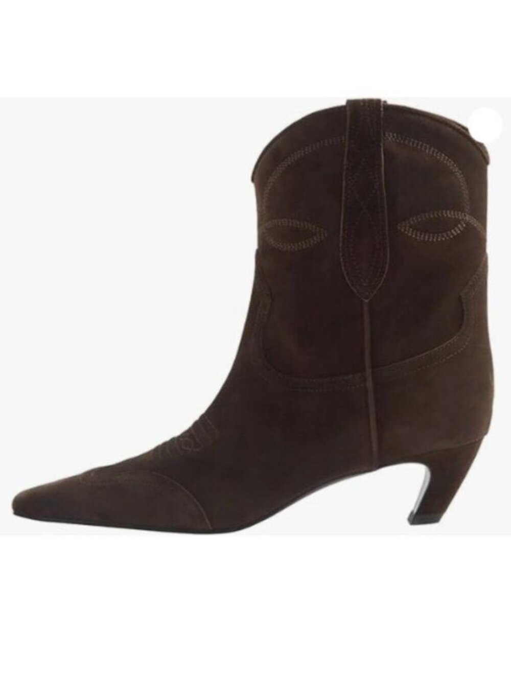 FSJ Women Square Toe Comfort Kitten Low Heel Ankle Boot Pull On Booties Brown